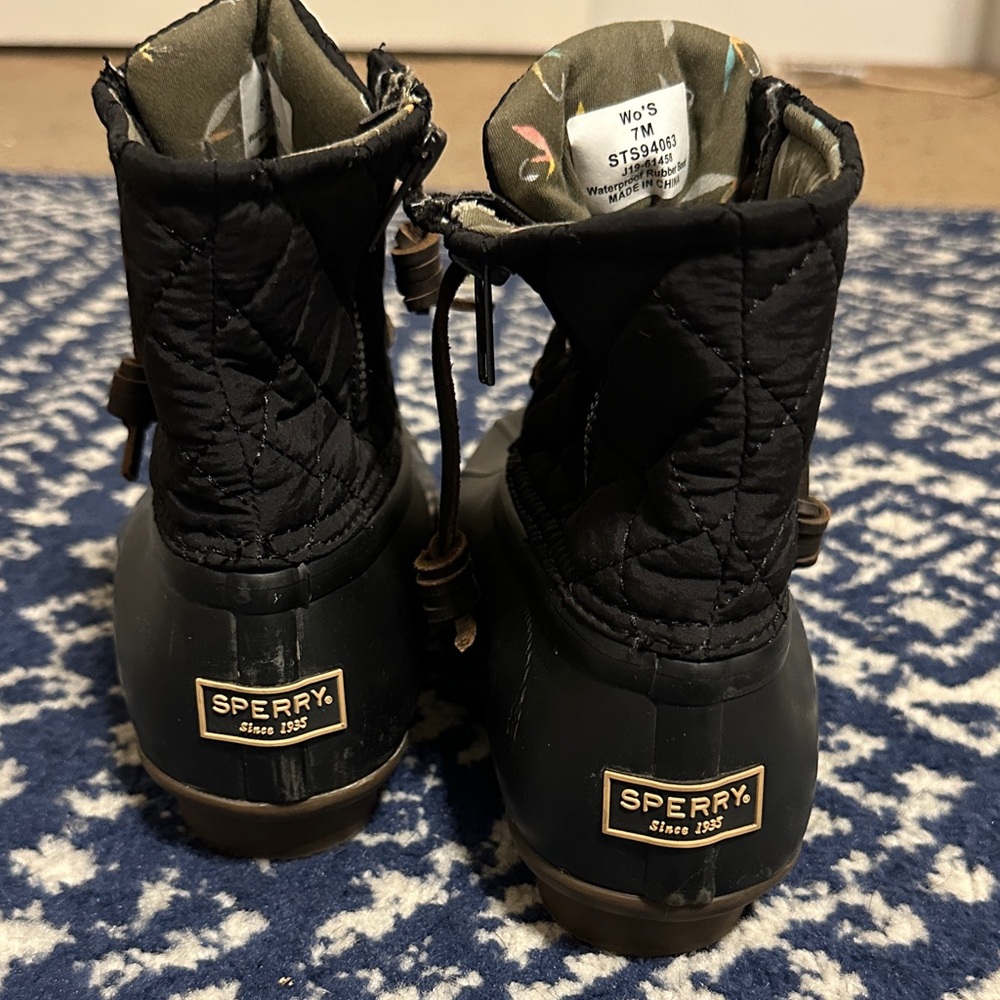 Sperry Black Quilted Duck Boots